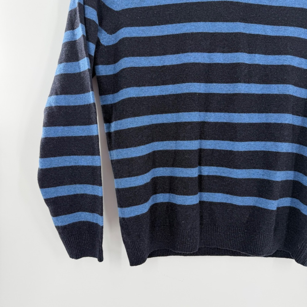 Pronto Uomo Blue Mens XXL Wool Blend V-Neck Striped Sweater Charcoal Blue - Picture 5 of 7